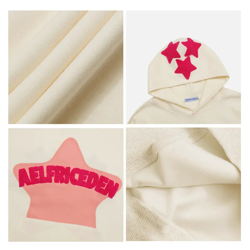 Eden Vintage Embroidery Star Oversized Hoodie