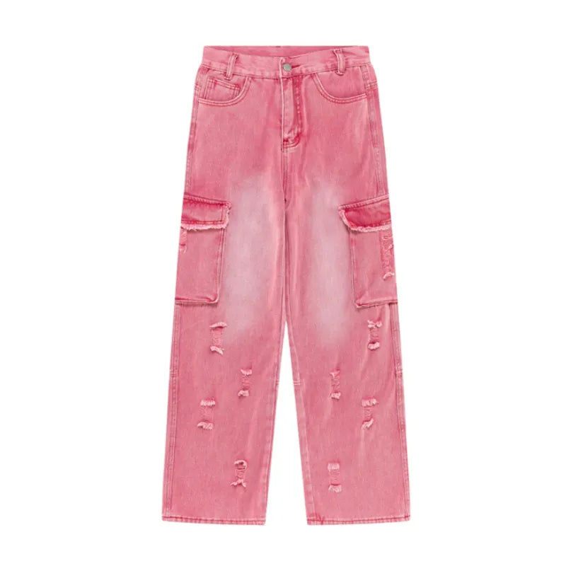 High Waist Wide Jeans Kawaii Side