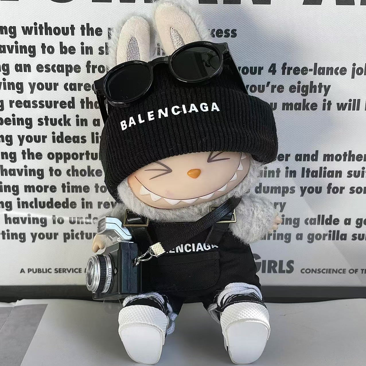 White/Black Balenciaga-Inspired Labubu Streetwear - (Labubu Not Included)