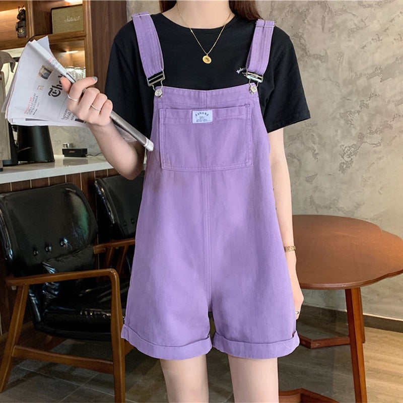 Korean Style Denim Overalls Kawaii Side