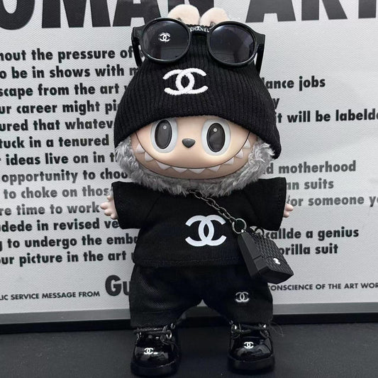 Handmade Chanel-Inspired Labubu All-Black - (Labubu Not Included)