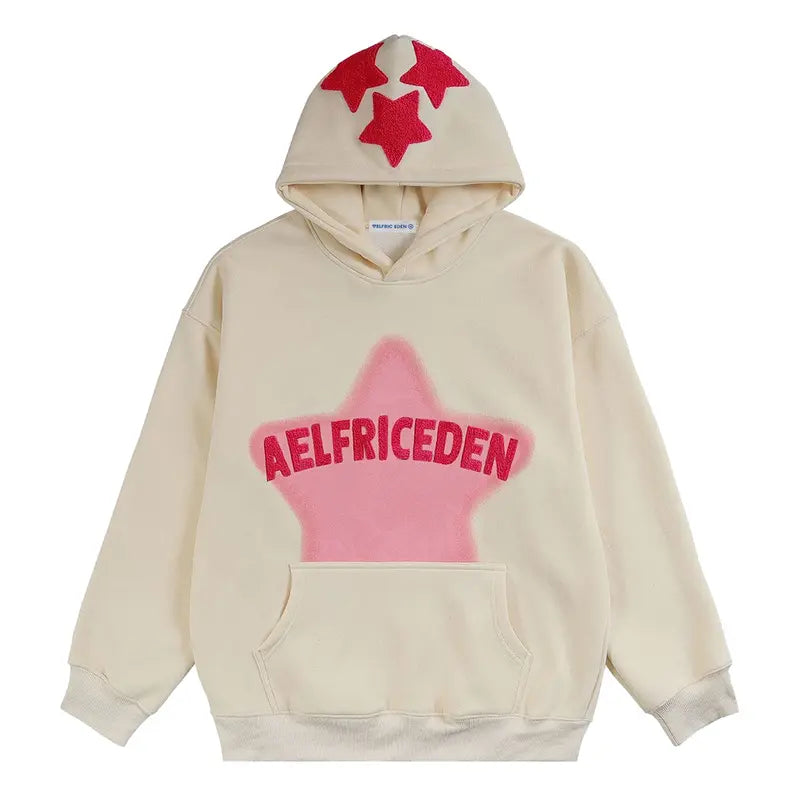 Eden Vintage Embroidery Star Oversized Hoodie