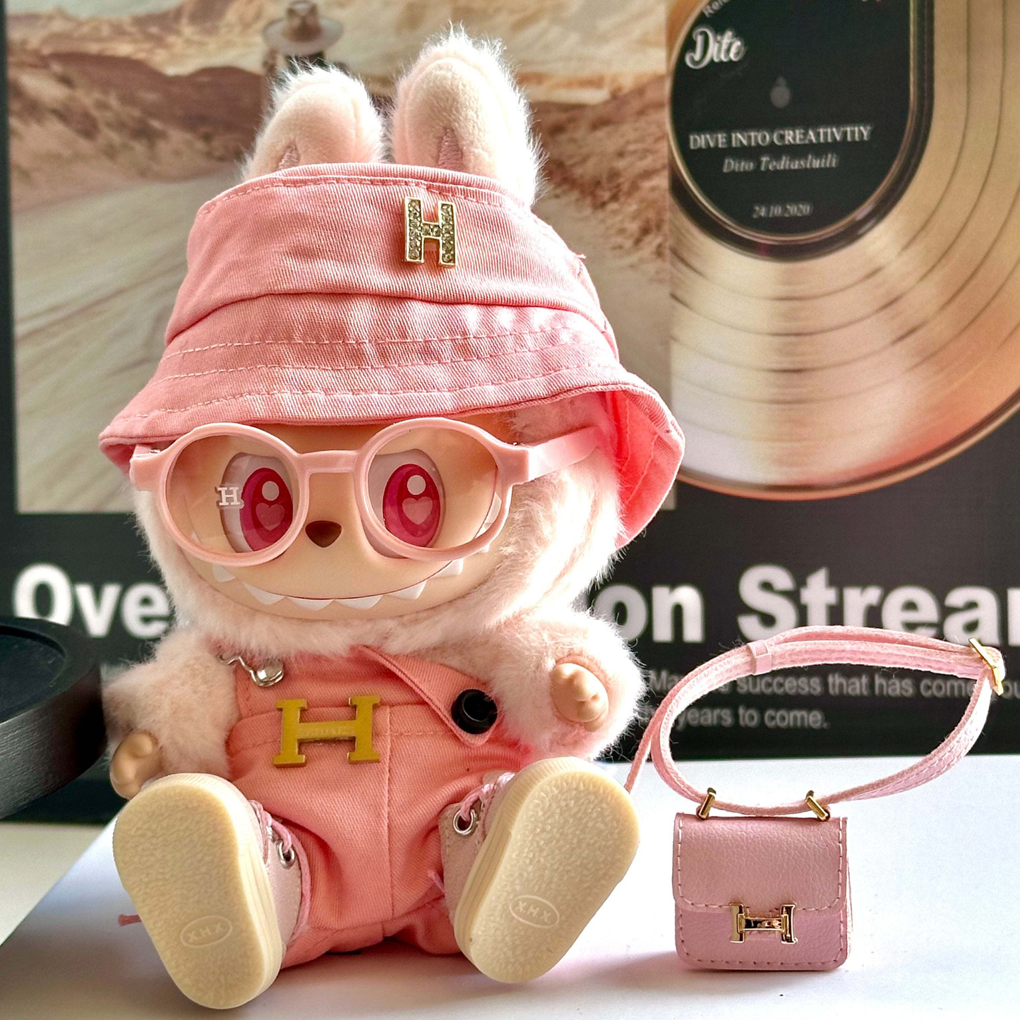 Hermès-Inspired Labubu Pink Luxe Outfit Set - (Labubu Not Included)