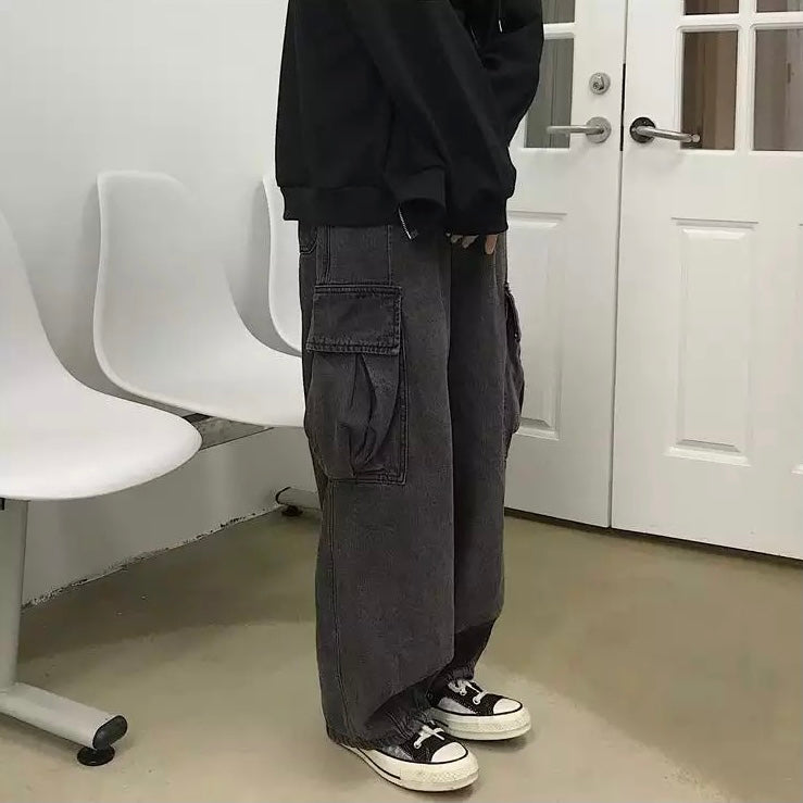 Wide Leg Cargo Pants Kawaii Side