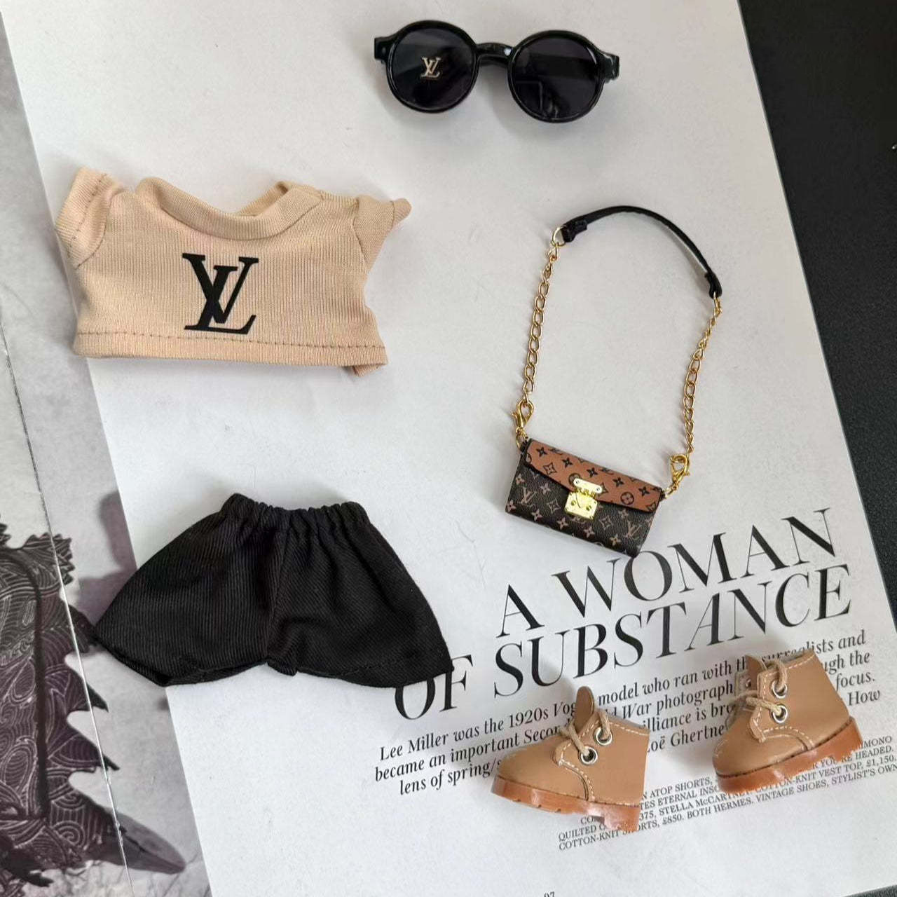 Beige & Black Louis Vuitton - (Labubu Not Inclued)
