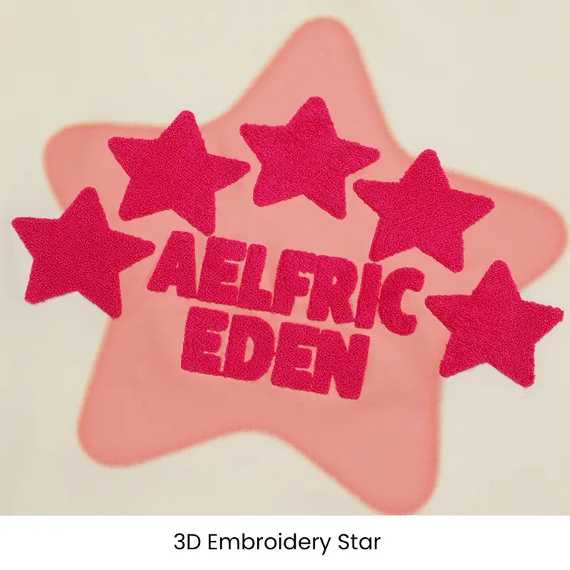 Eden Vintage Embroidery Star Oversized Hoodie