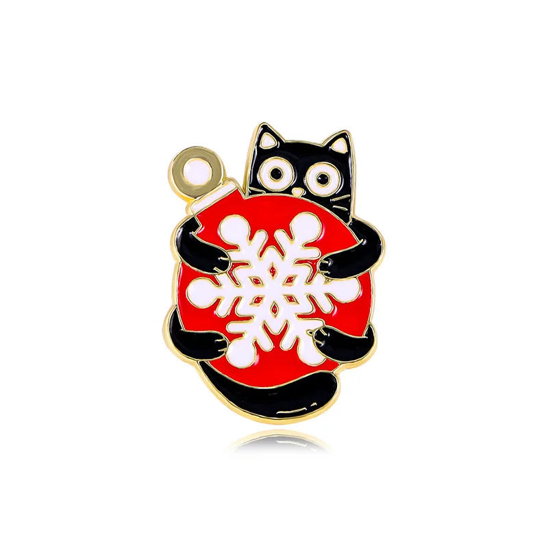 Christmas Kitten Enamel Pin Kawaii Side