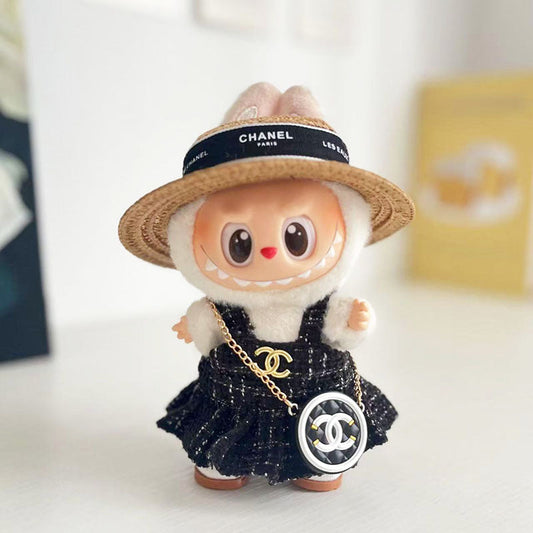 Chanel-Inspired Labubu Tweed Boater Outfit Set - (Labubu Not Included)