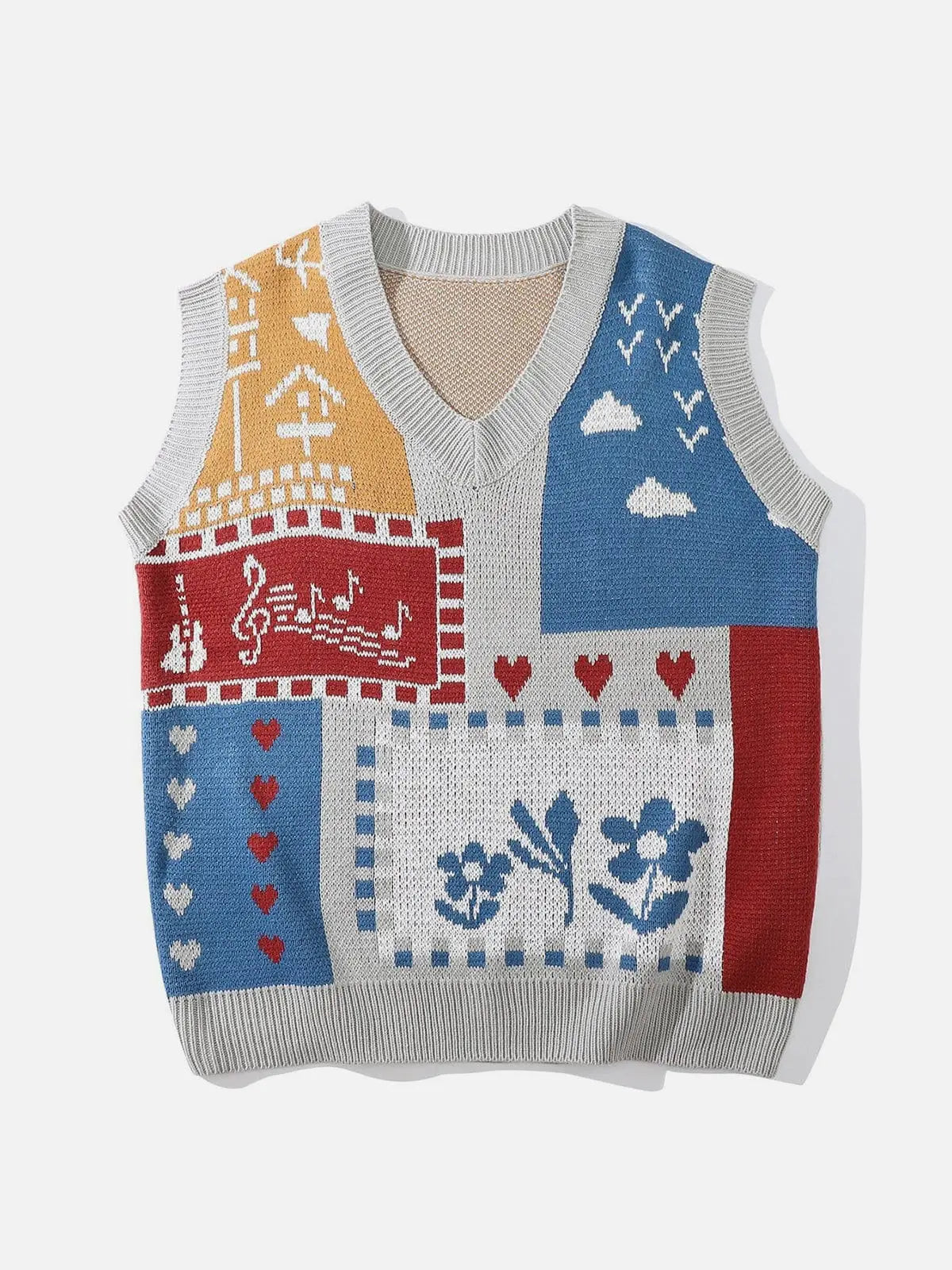Sweet Patchwork Knit Vest