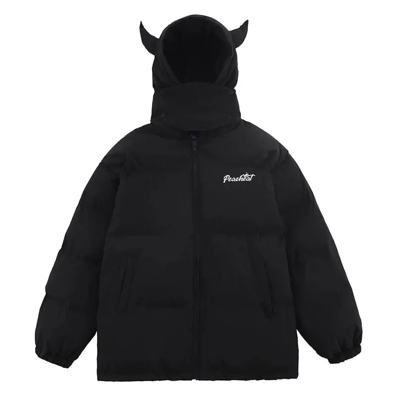 Pink Devil Horns Puffer Jacket - Kawaii Side