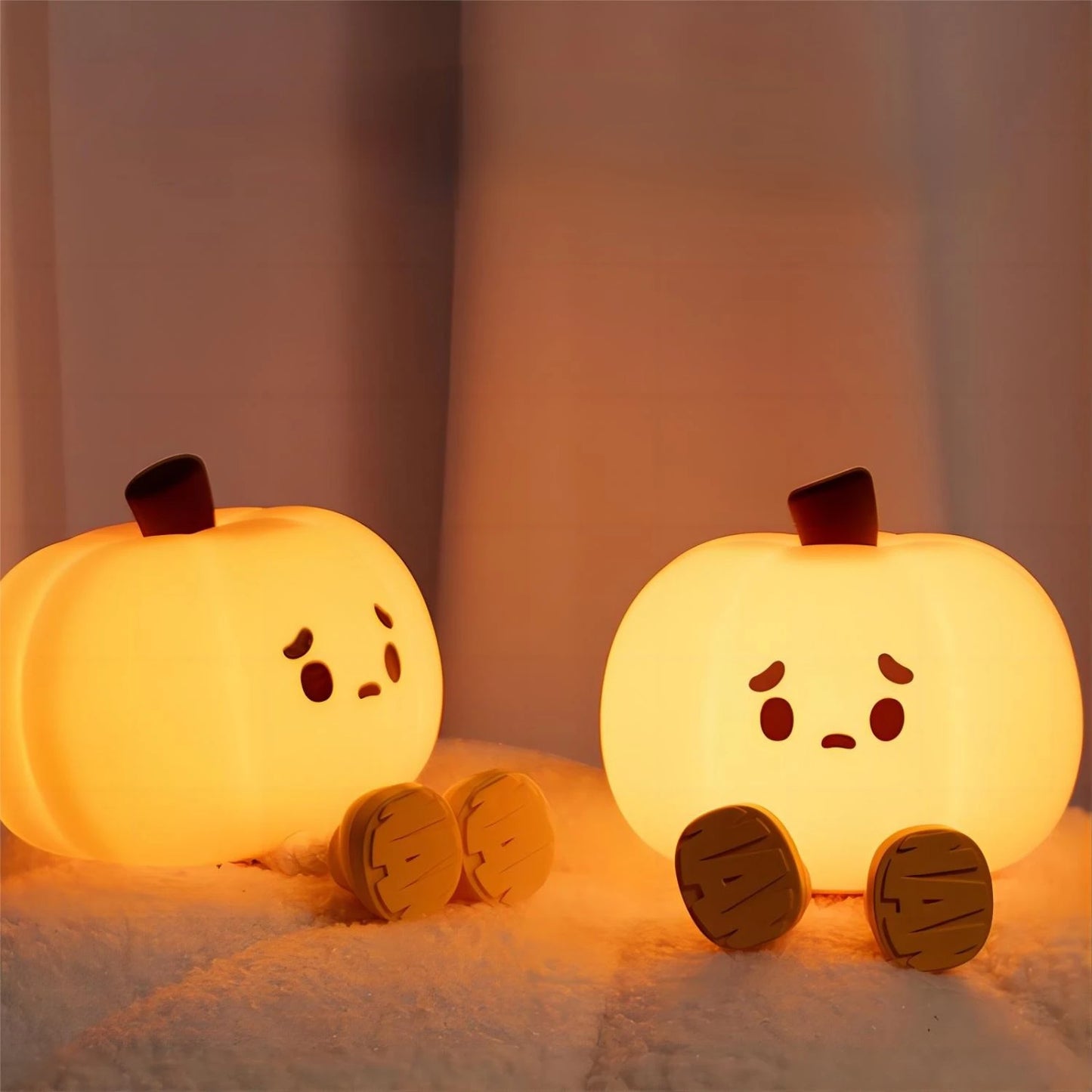 Cute Pumpkin Halloween Night Lights Soft Silicone Kawaii Side