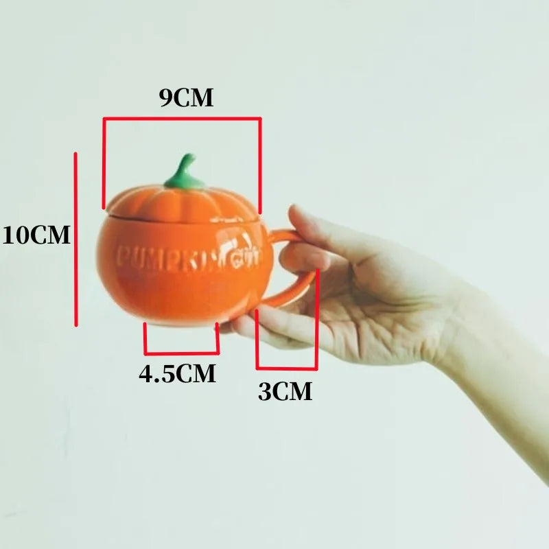 Pumpkin Ceramic Mug Kawaii Side