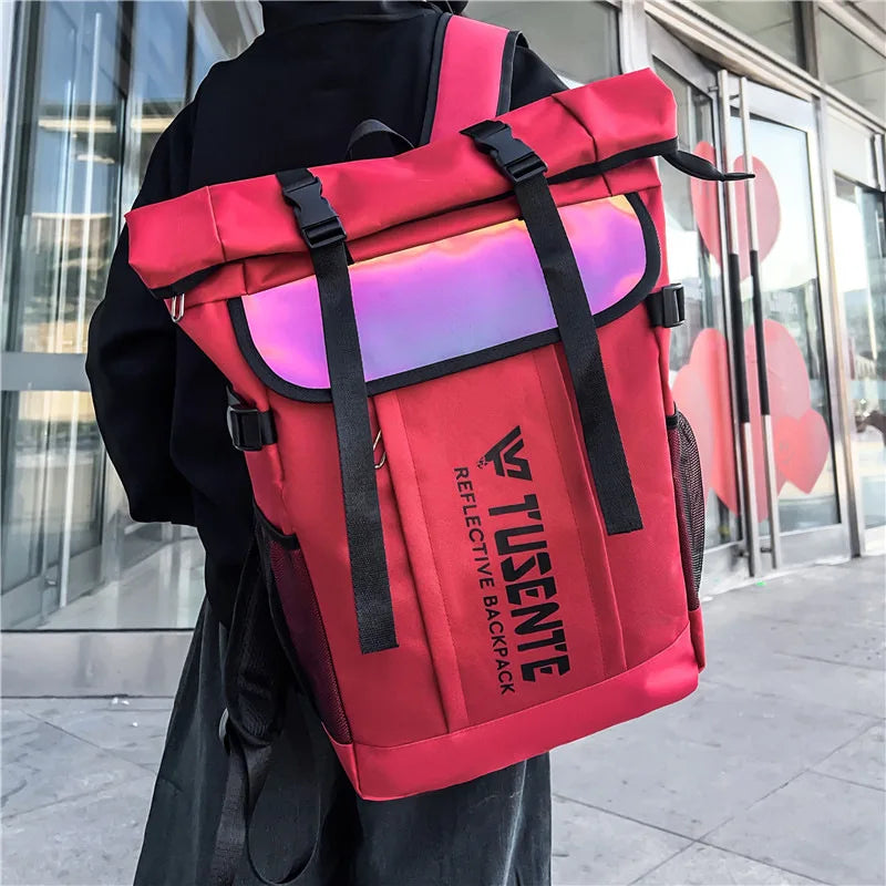 Techwear Style Reflective Backpack Kawaii Side