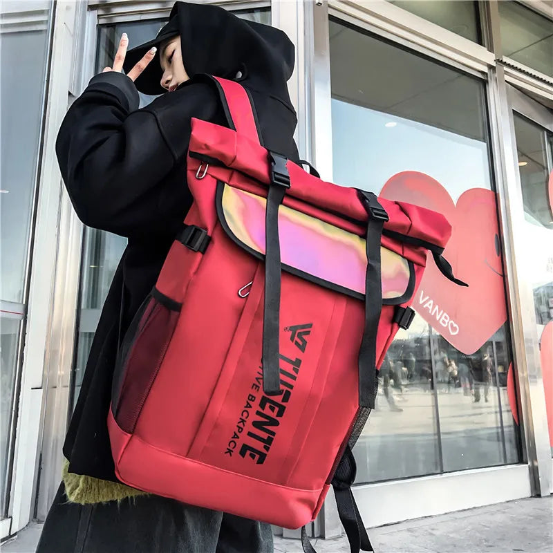 Techwear Style Reflective Backpack Kawaii Side