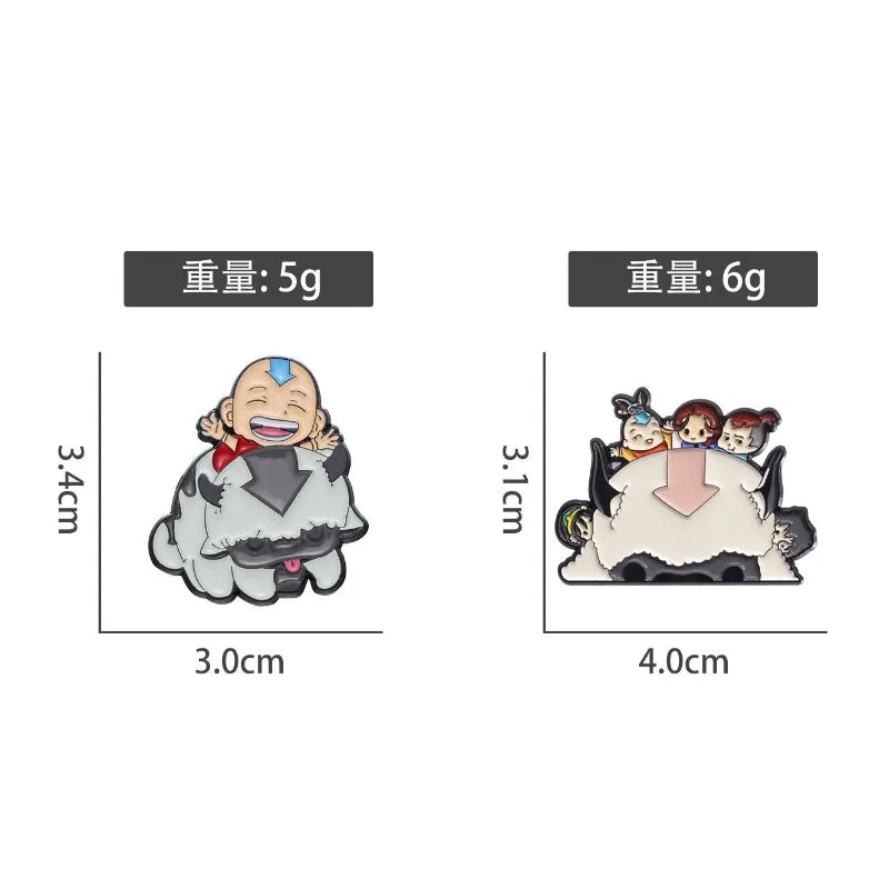 Aang and Appa Enamel Pin Kawaii Side