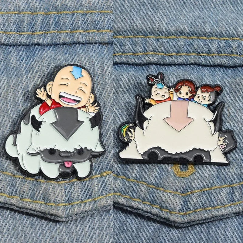 Aang and Appa Enamel Pin Kawaii Side
