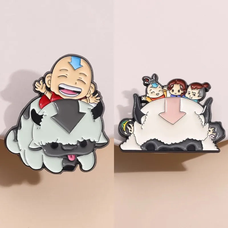 Aang and Appa Enamel Pin Kawaii Side
