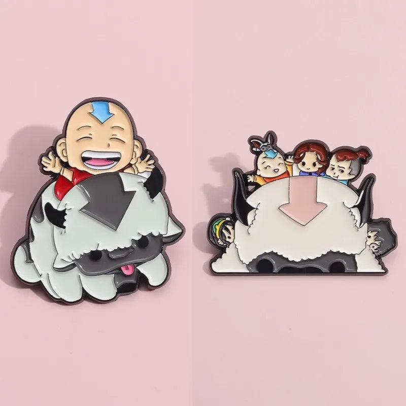Aang and Appa Enamel Pin Kawaii Side