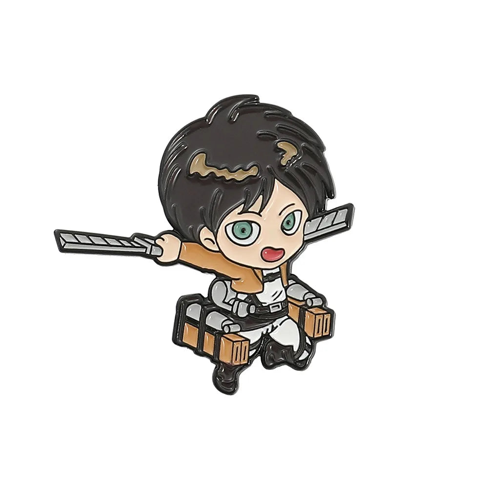 Anime Aot Figure Enamel Pins Classic Attack on Titan Brooches Metal Lapel Badges Accessories Gifts for Fans Kawaii Side
