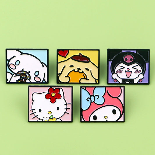 5pcs Kawaii Anime Friends Enamel Pin