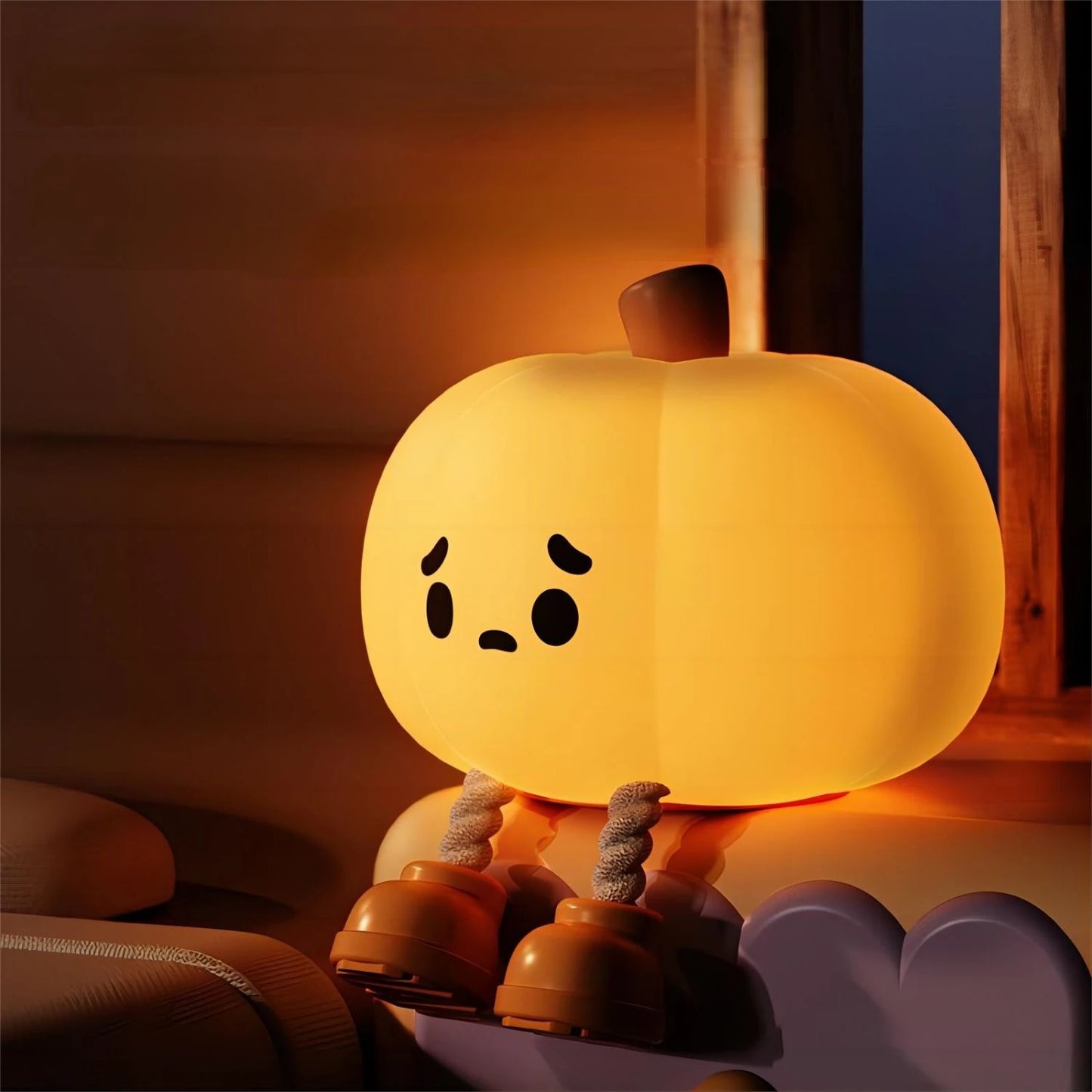 Cute Pumpkin Halloween Night Lights Soft Silicone Kawaii Side