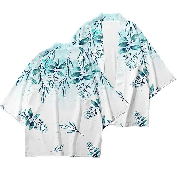 Vintage Floral Print Casual Cardigan Kimono Outerwear - Kawaii Side