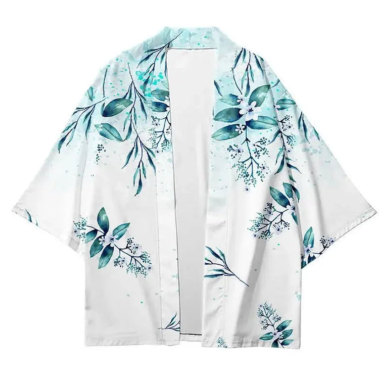 Vintage Floral Print Casual Cardigan Kimono Outerwear - Kawaii Side
