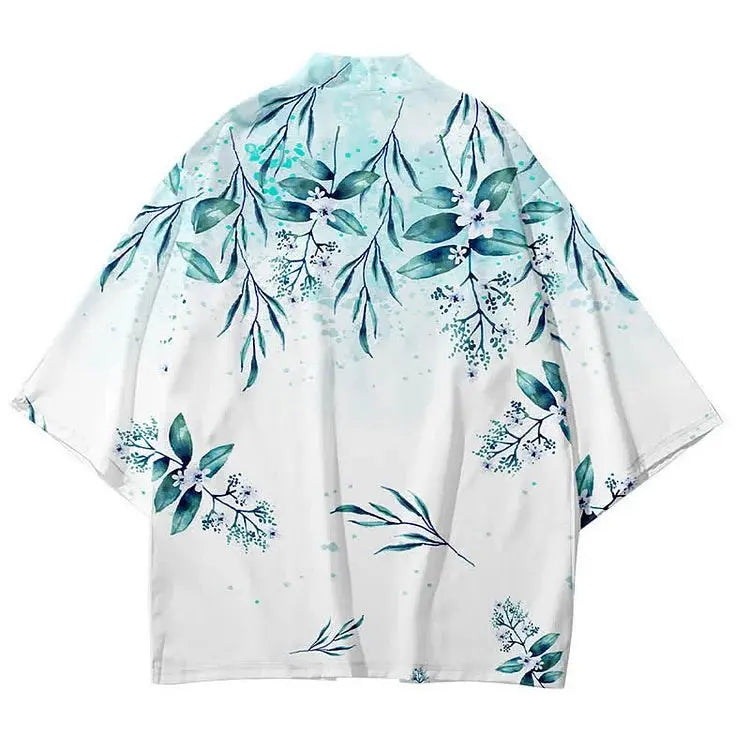 Vintage Floral Print Casual Cardigan Kimono Outerwear - Kawaii Side