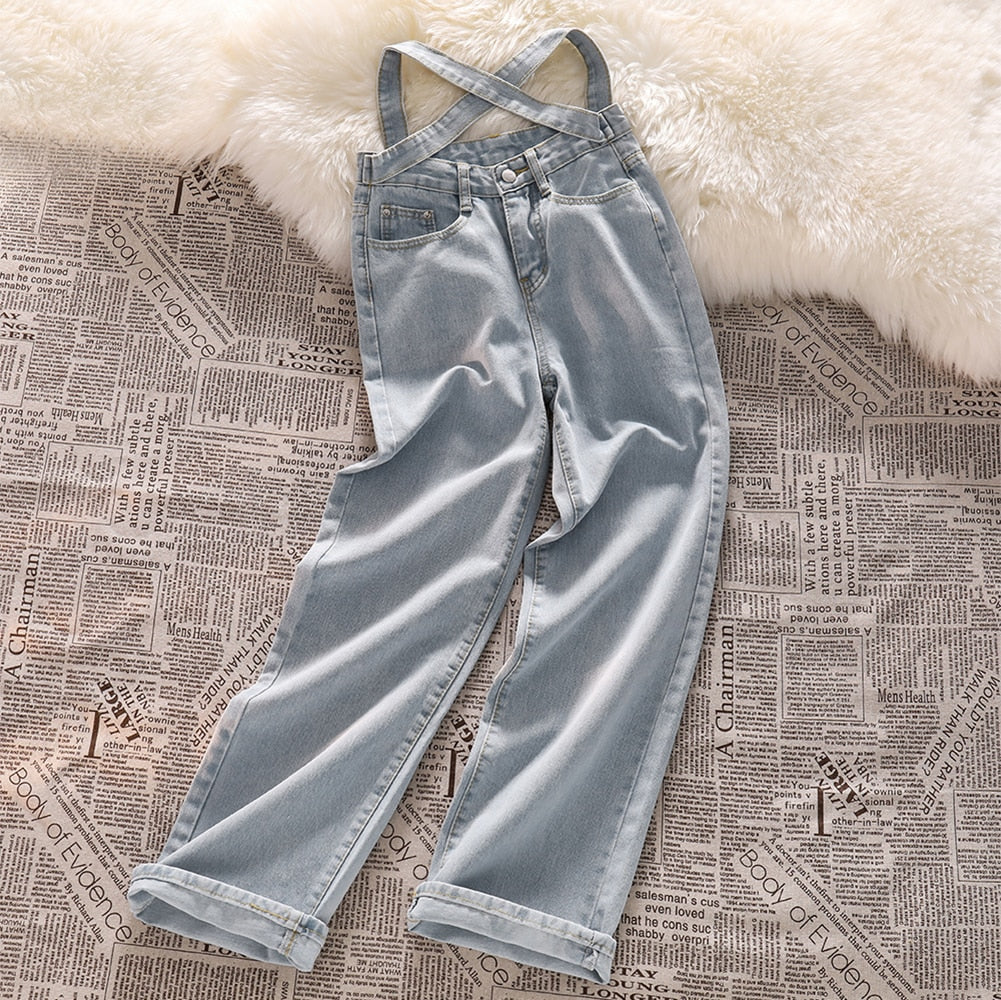 Denim Retro High Waist Pants Kawaii Side