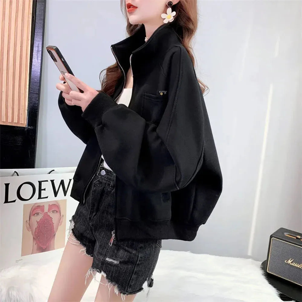 Korean Oversized Zipper Jacket Kawaii Side