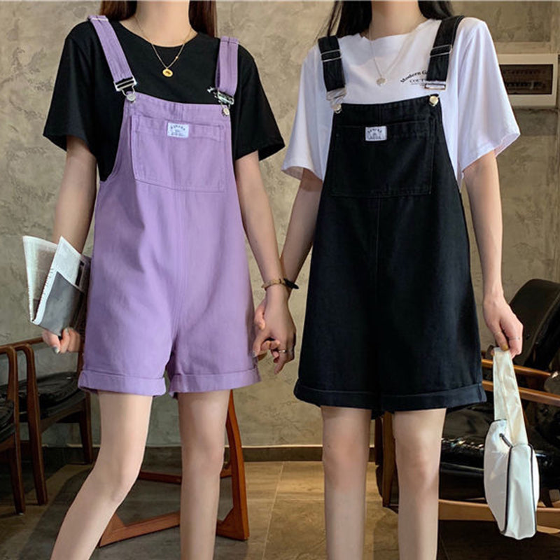 Korean Style Denim Overalls Kawaii Side