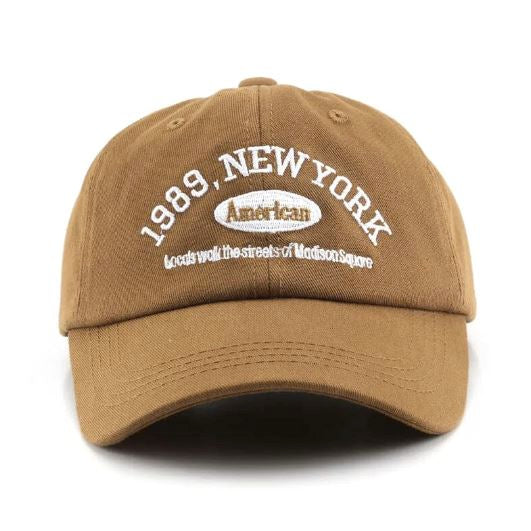 Boné 1989 New York Casual Estiloso Boné GatoGeek Marrom