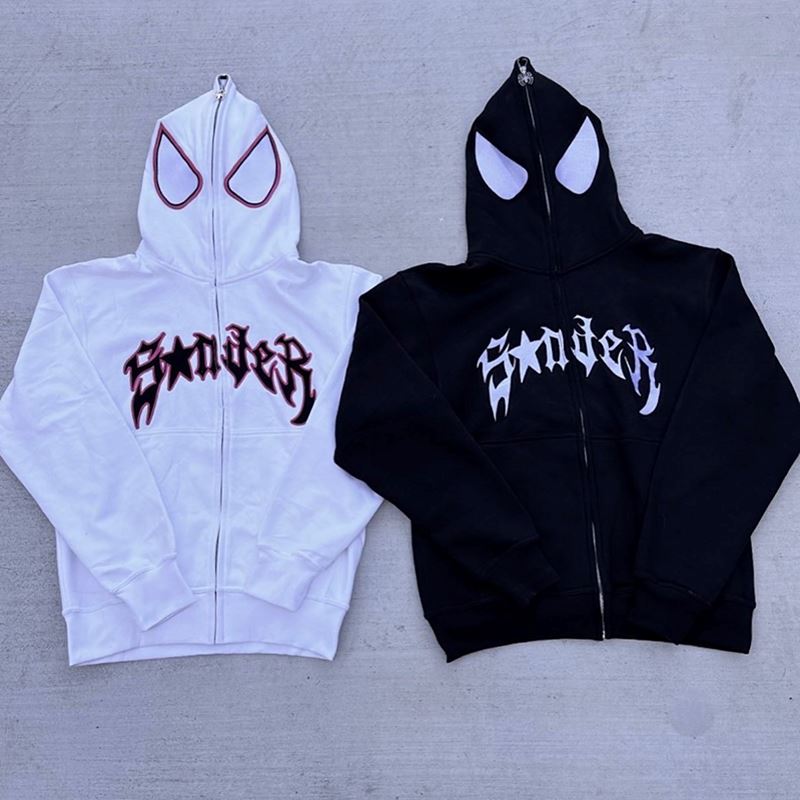 Spider Couple Streetwear Hoodie Kawaii Side