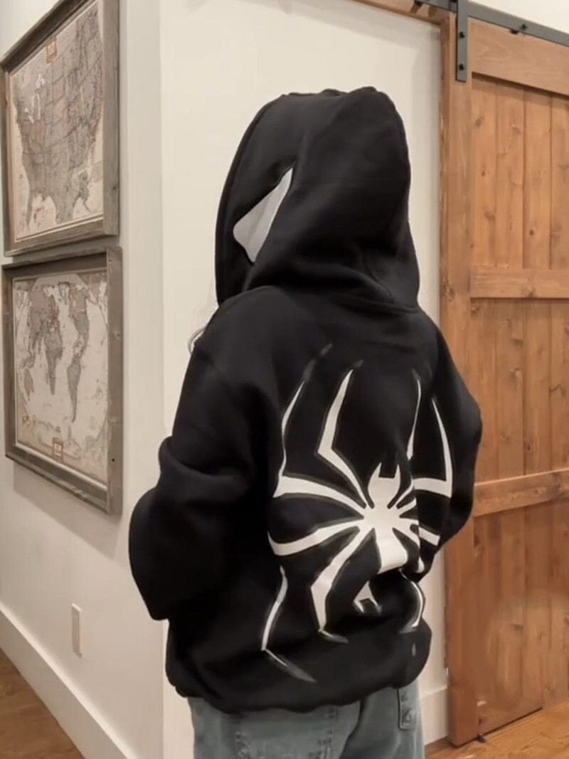 Spider Couple Streetwear Hoodie Kawaii Side