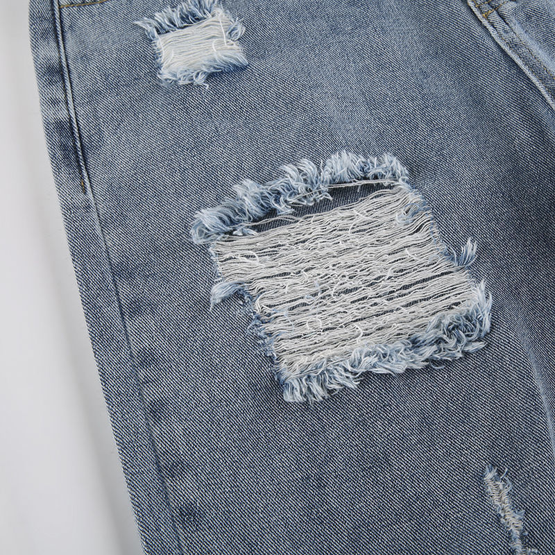 Ripped Straight Jeans Kawaii Side