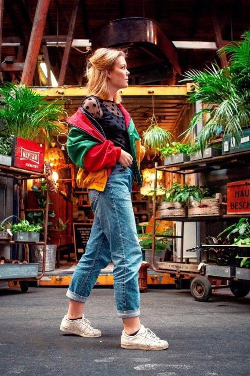 Retro Colorful Streetwear Jacket Kawaii Side
