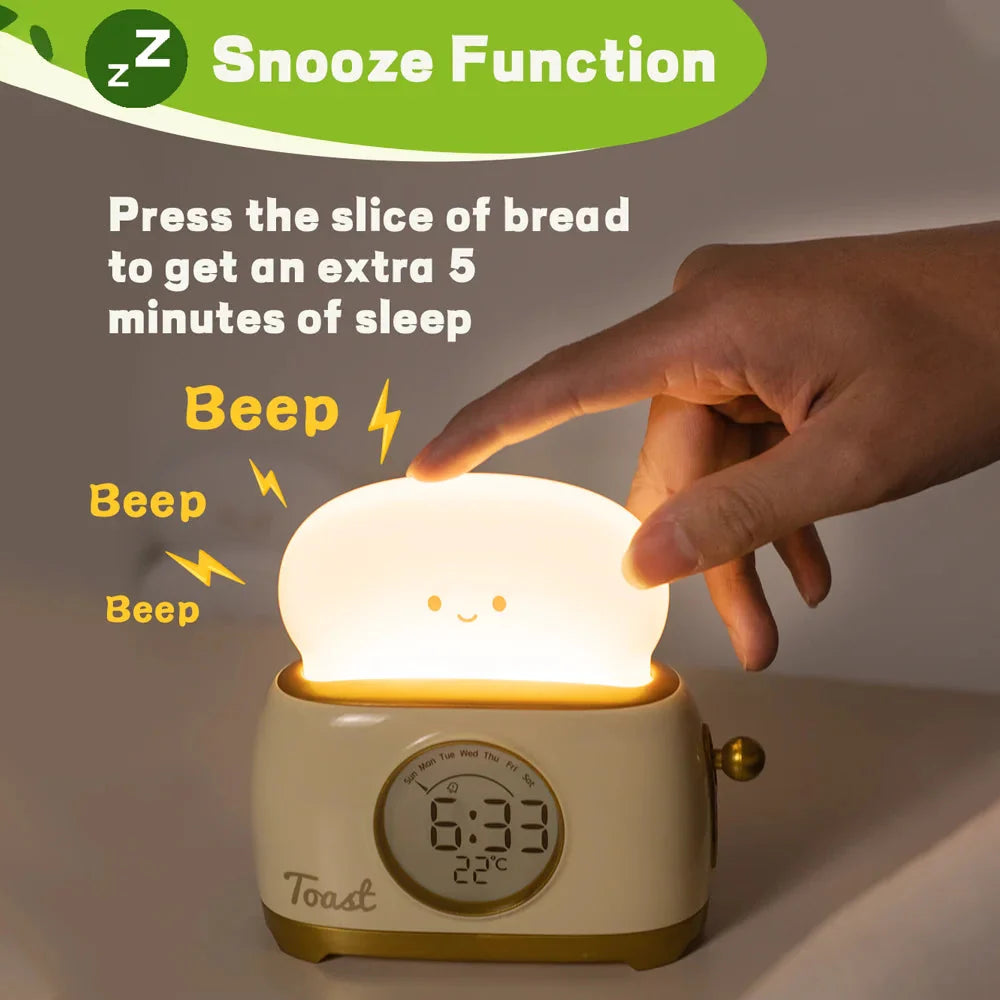 Kawaii Toast LED Night Light Digital Alarm Clock Kawaii Side