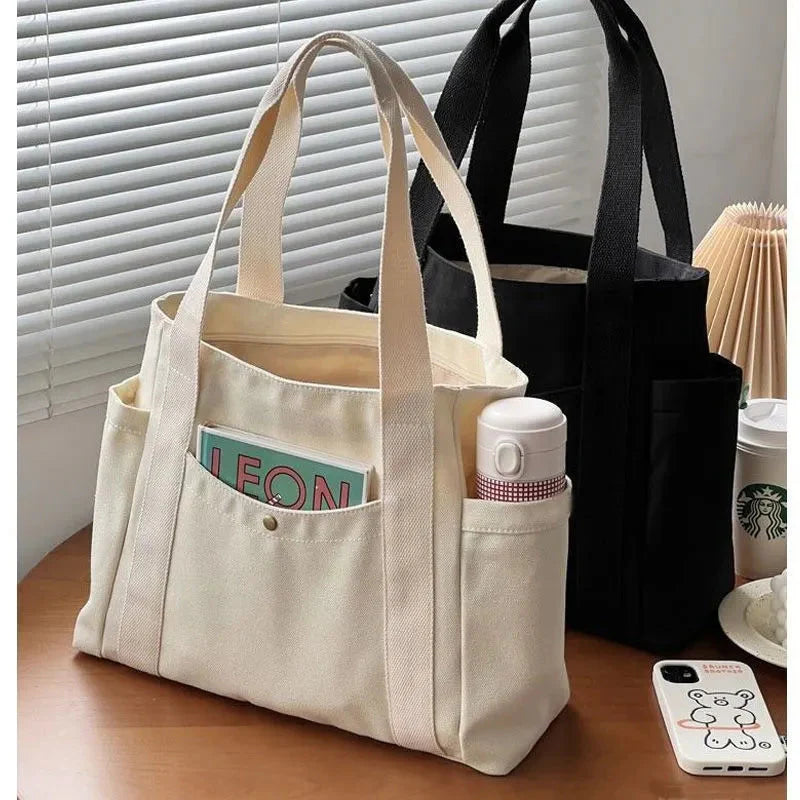 Large Capacity Canvas Tote Bags for Work Commuting Carrying Bag College Style Student Outfit Book Shoulder Bag GatoGeek