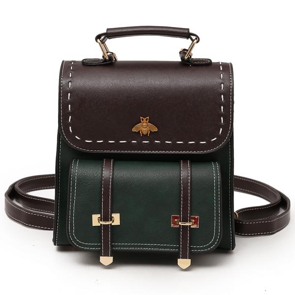 Little Bee Vintage Faux-Leather Backpack Kawaii Side