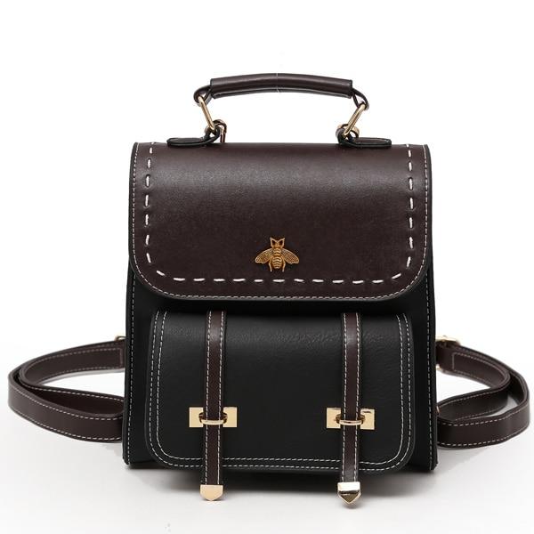 Little Bee Vintage Faux-Leather Backpack Kawaii Side