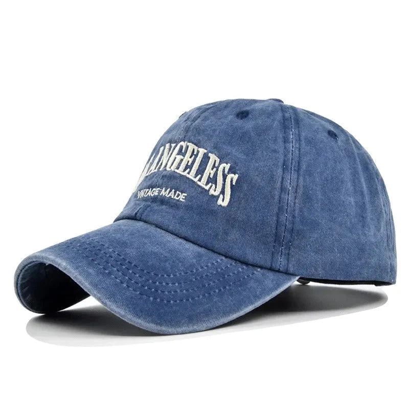 Retro Washed Cotton Baseball Cap Men Women Letter Embroidery Hip Hop Hat Unisex Spring Summer Adjustable Snapback Sports Caps GatoGeek A blue Adjustable