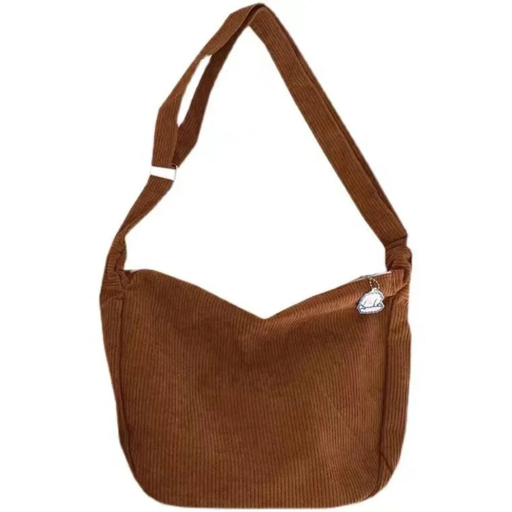 Solid Color Corduroy Crossbody Bag Fashion Korean Casual Shoulder Bag Large Capacity Lazy Style Handbag Women GatoGeek