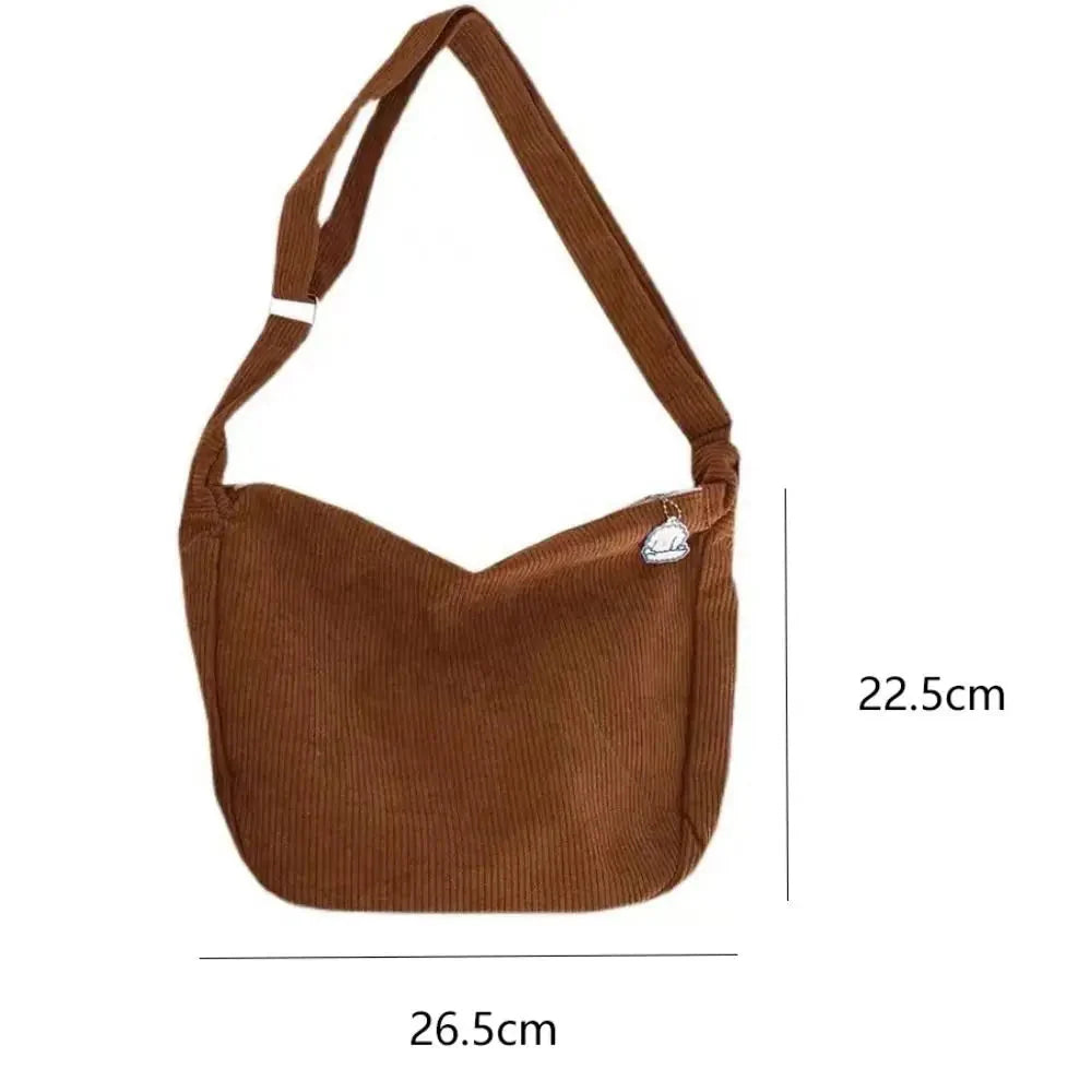 Solid Color Corduroy Crossbody Bag Fashion Korean Casual Shoulder Bag Large Capacity Lazy Style Handbag Women GatoGeek