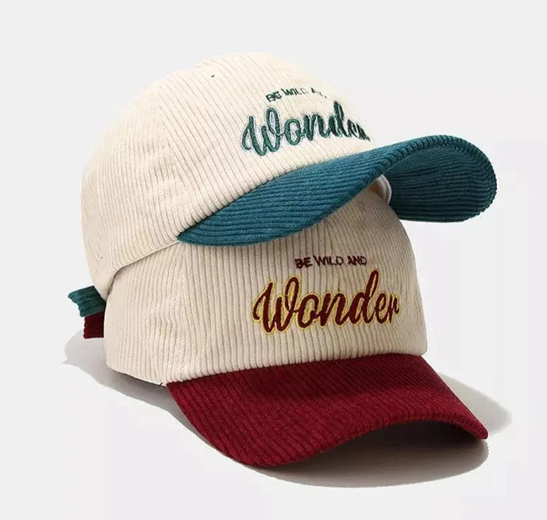 Vintage Letter Embroidered Corduroy Baseball Cap Candy Color Warm Winter Hats For Men Women Fresh Hip Hop Face Caps Bone Gorras GatoGeek