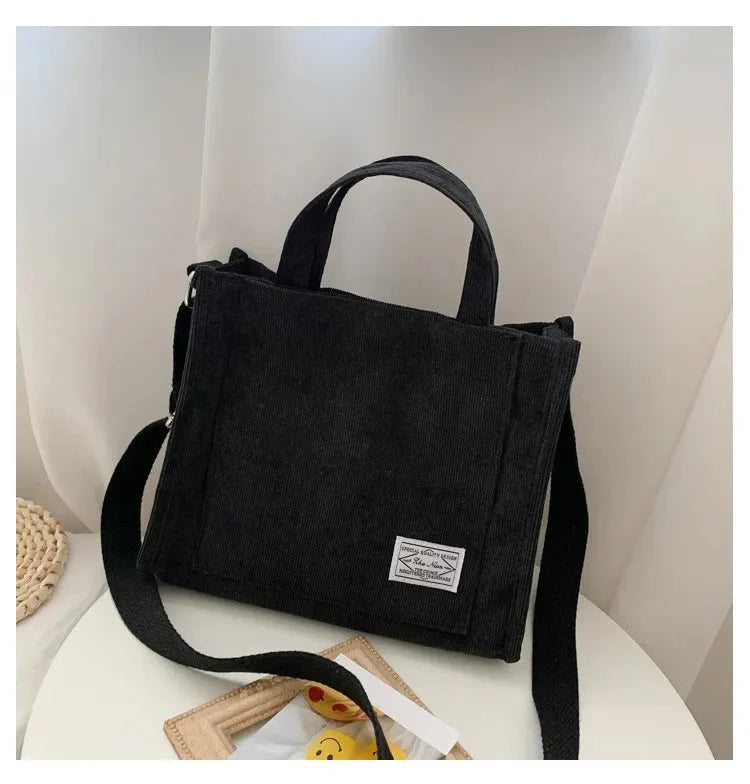 Women Corduroy Zipper Shoulder Bag Small Cotton Canvas Handbag Casual Tote Female Eco Crossbody Bag Vintage Messenger Bags GatoGeek