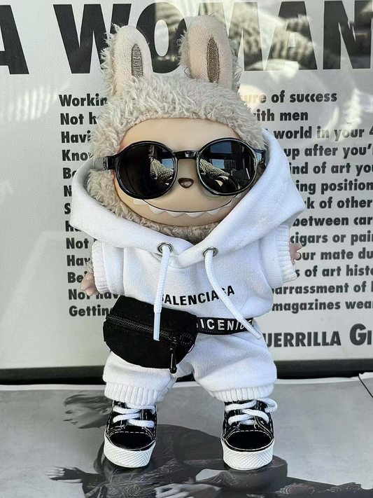White/Black Balenciaga-Inspired Labubu Tracksuit - (Labubu Not Inclued)