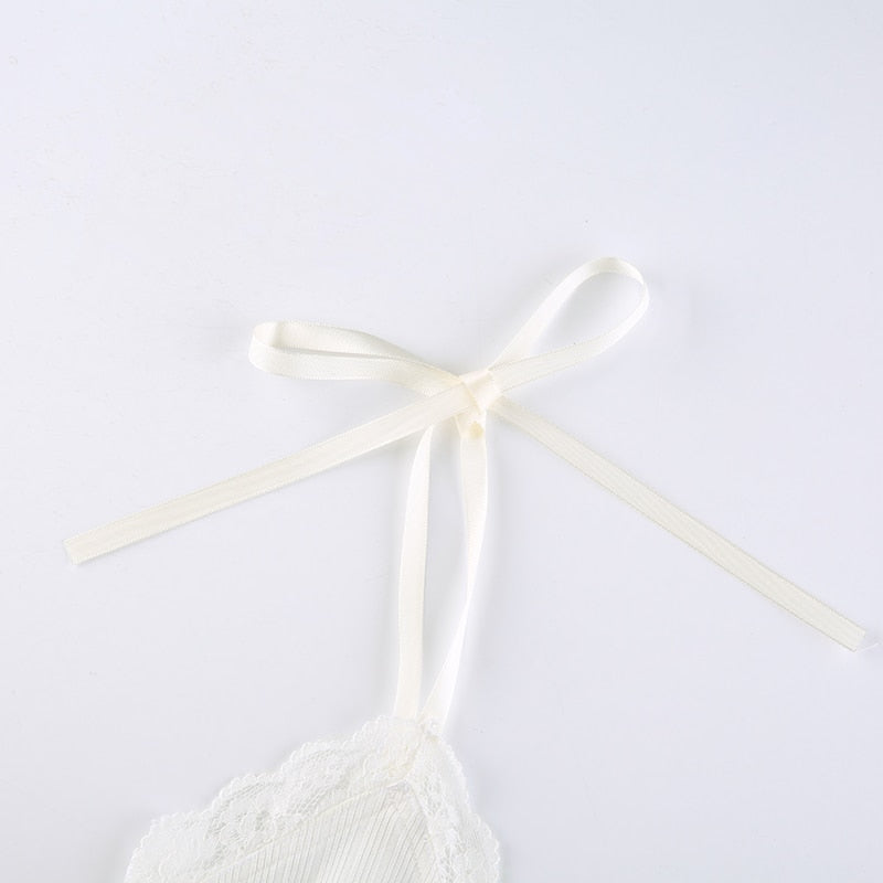 Soft Girl Y2K Lace Trim Crop Top Kawaii Side