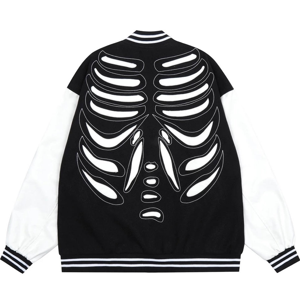 Skeleton Varsity Jacket Kawaii Side