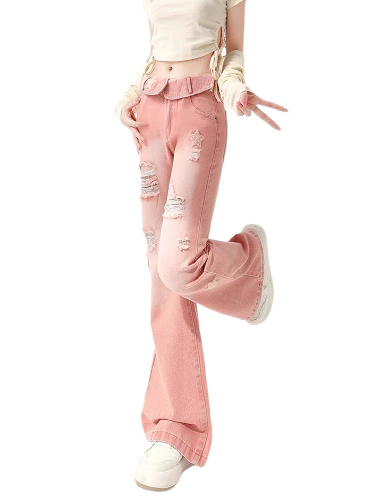 Y2K Kawaii Ripped Jeans Kawaii Side