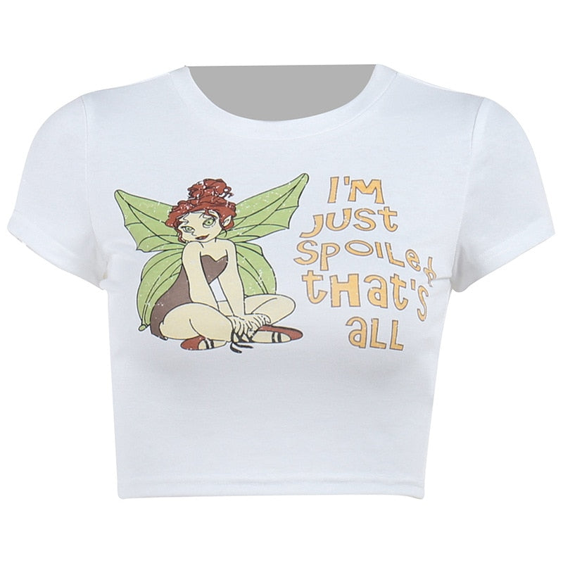 Fairycore Pixie Graphic Crop Top Kawaii Side